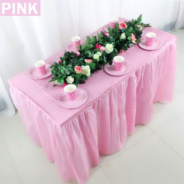 Disposable Table Skirt Plastic Party Table Cover PEVA Waterproof Table