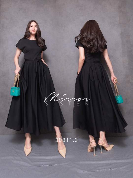 mirrorsister-30811-3-แม็กซี่เดรสที่ดีงาม-เดรสแขนสั้น-ตัวยาว-ชุดเรียบหรู-ชุดออกงาน-ใส่ไปเที่ยว-ทำงาน