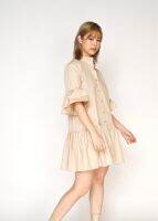 IHKY - HAYLEY เดรสเชิ้ตมีระบาย ผ้าคอตตอน [Cotton 100%] สี cozy beige