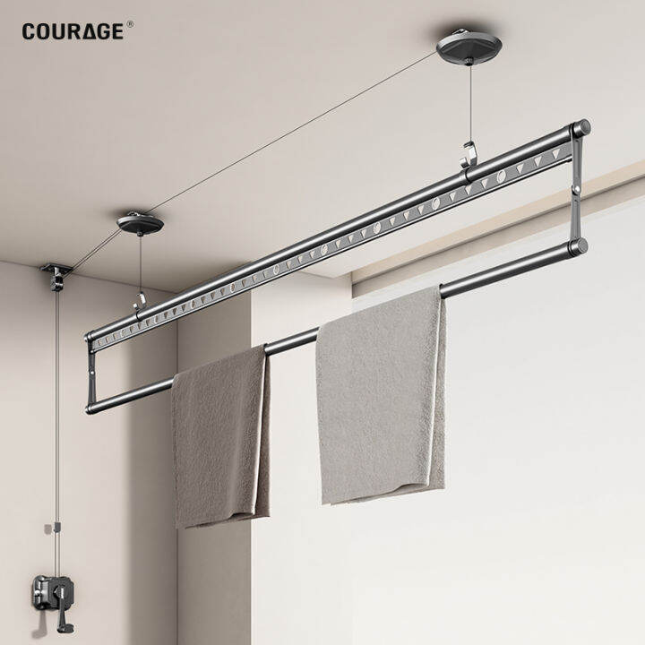 SinglePole Clothes Hanger Lifting Hand Shaker Balcony SingleRow