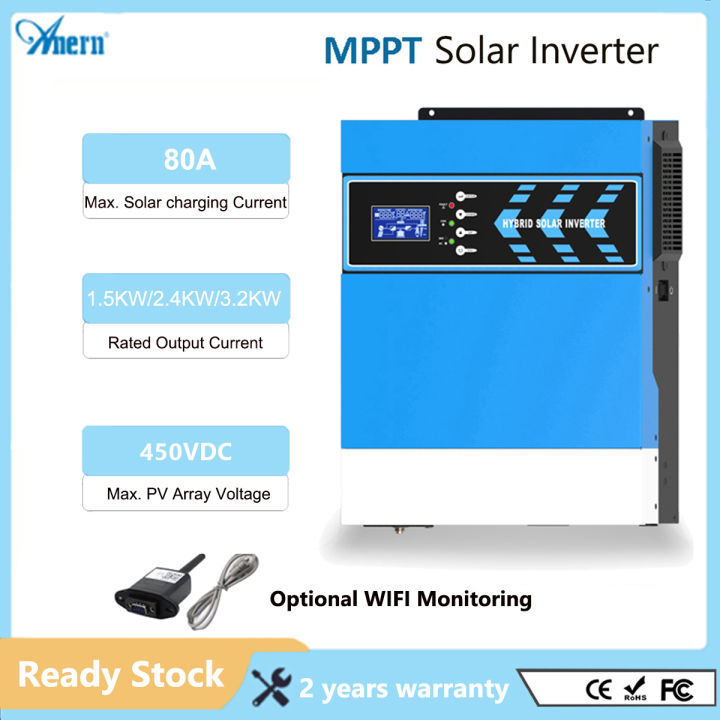 Anern 1.5KW/2.4KW/3.2KW Hybrid Solar Inverter 12V/24V/48V Off Grid ...