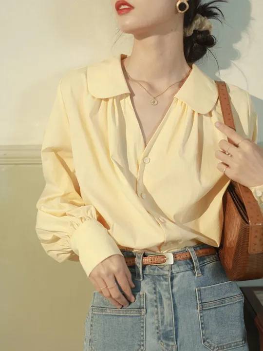 Withdraw from Cupboard Brand Clearance Lantern Sleeve Doll Collar Women