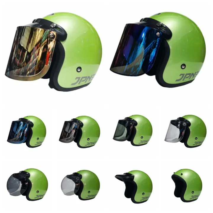 Helm Bogo Retro Jpn Arc Hijau Muda Glosy Lazada Indonesia