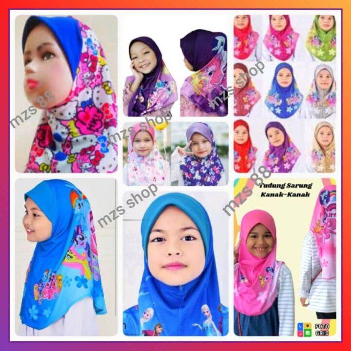 tudung budak kartun tudung sarung viral | Lazada