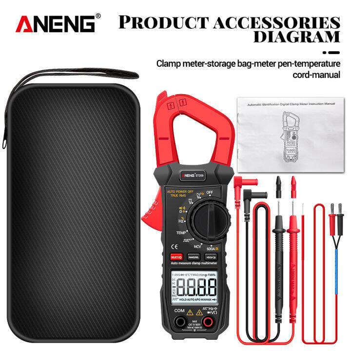 Aneng St Digital Multimeter Clamp Meter Counts True Rms Dc Ac Current Clamp Tester