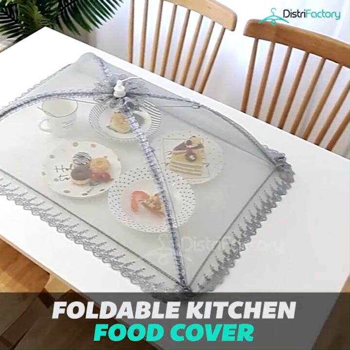 Dishes Cover Foldable Food Cover Umbrella Design Mesh Lace Tudung Saji