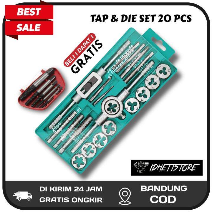 Hand Tap And Die 20Pcs Set Alat Snai Dan Tap Ulir Dart Mur Baut M3-M12 ...