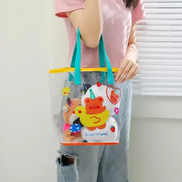 Fashion Street Large Capacity PVC Transparent Leisure Student Bag Shoulder Tote  Bag Shopping Bag, Clear Bag