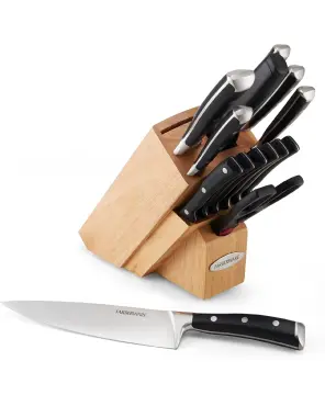 Farberware EdgeKeeper 14-Piece Forged Triple Rivet Kitchen Knife Block  Set,Black