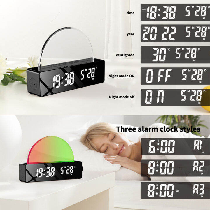 ZIR LED Digital Smart Alarm Clock Temperature Display Simulate Sunrise