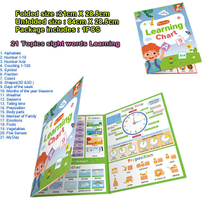 1pcs Preschool Educational Posters Folding Charts For Toddlers Color 1pcs-preschool-educational-posters-folding-charts-for-toddlers-color