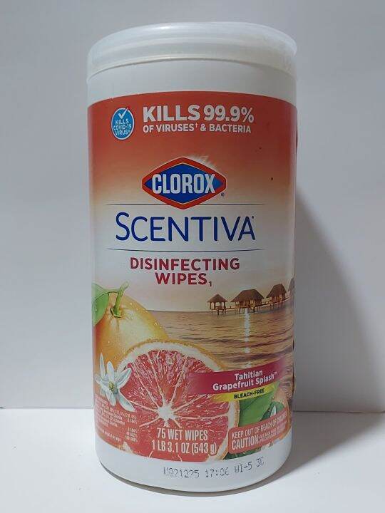 Clorox Scentiva Wipes, Bleach Free Cleaning Wipes, Tahitian Grapefruit