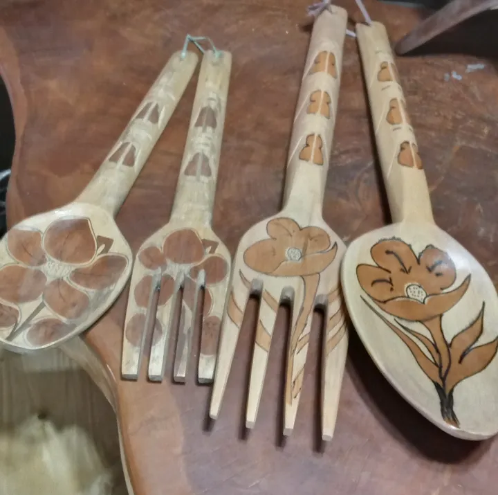 Wooden spoon and fork wall decor 20" and 28" Lazada PH