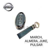 เคสกุญแจรถ TPU ตรงรุ่น Nissan March Navara Almera พร้อมพวงกุญแจ 3ปุ่มSmart key