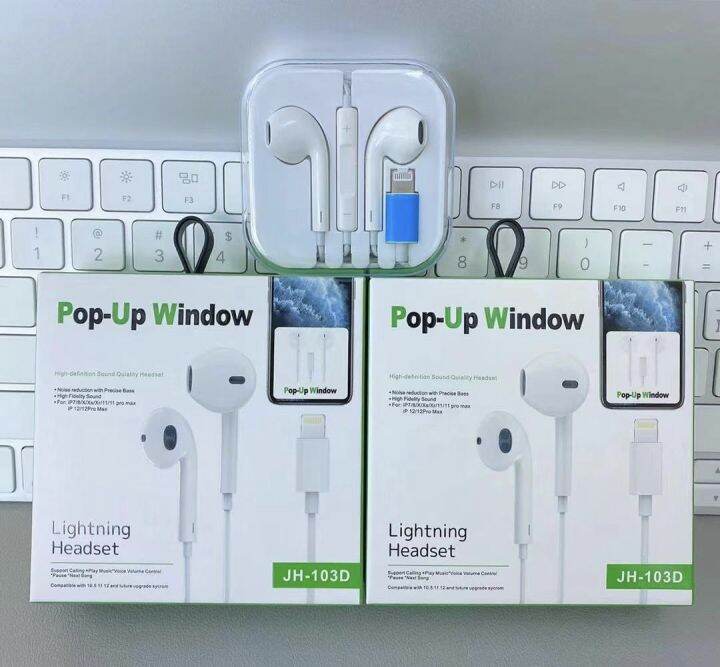 Popup window Bluetooth In ear lightning headset for i7+ JH103D with microphone/volume for