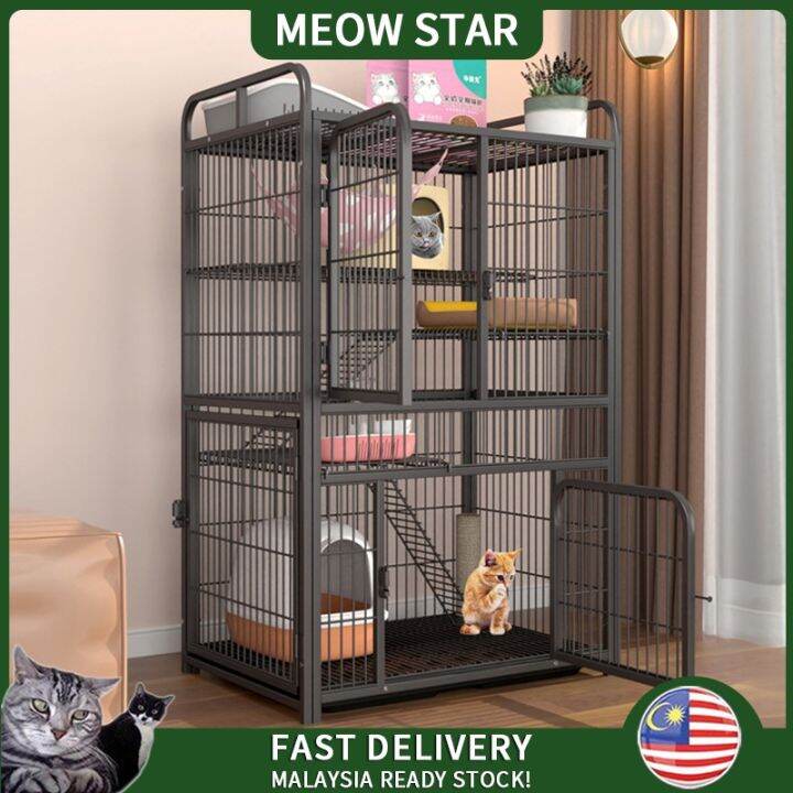 Cat Cage Large Sangkar Kucing Besar 2 3 Tingkat 4 Level Pets Cages Cat ...