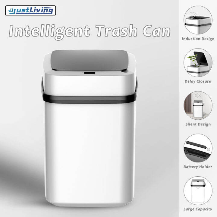 JustLiving 13/15L Bathroom Trash Cans with Lid Touchless Automatic
