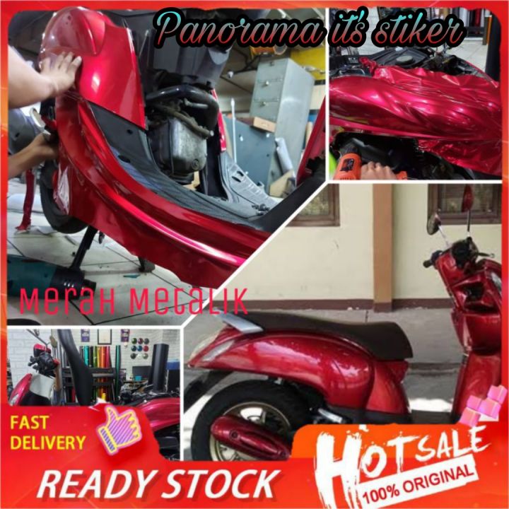 Stiker Skotlet Motor Merah Candy Metalik Skotlet Merah Rose Candy