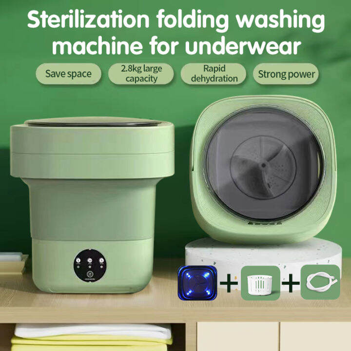 【Free Basket+pipe】6.5L Mini Automatic Washing Machine Portable Folding