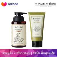 Kaff&amp;Co. Set - แชมพูสารสกัดจากเหง้าขิง 300 ml &amp; ครีมนวดผมว่านหางจระเข้ 155 ml ลดความมัน ฟื้นฟูผมแห้งเสียจากการทำเคมี