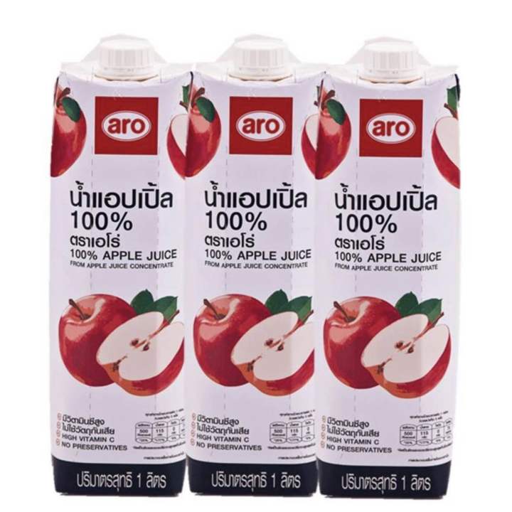 aro เอโร่ น้ำแอปเปิ้ล 100% ขนาด 1000ml x3กล่อง