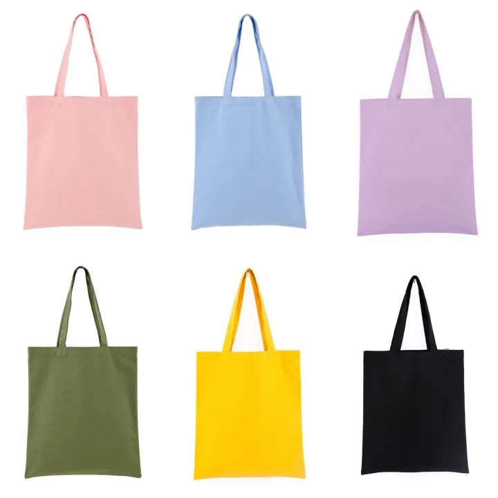 กระเป๋าผ้าแคนวาส Canvas Bag หลากสี มีซิป-มีช่องใส่ซิป | Lazada.co.th