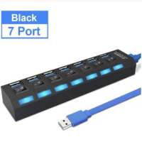 USB 3.0 แบบมี switch 7 ช่อง 7 Port High Speed USB 3.0 Hub (สีดำ) แถม Adapter 5V