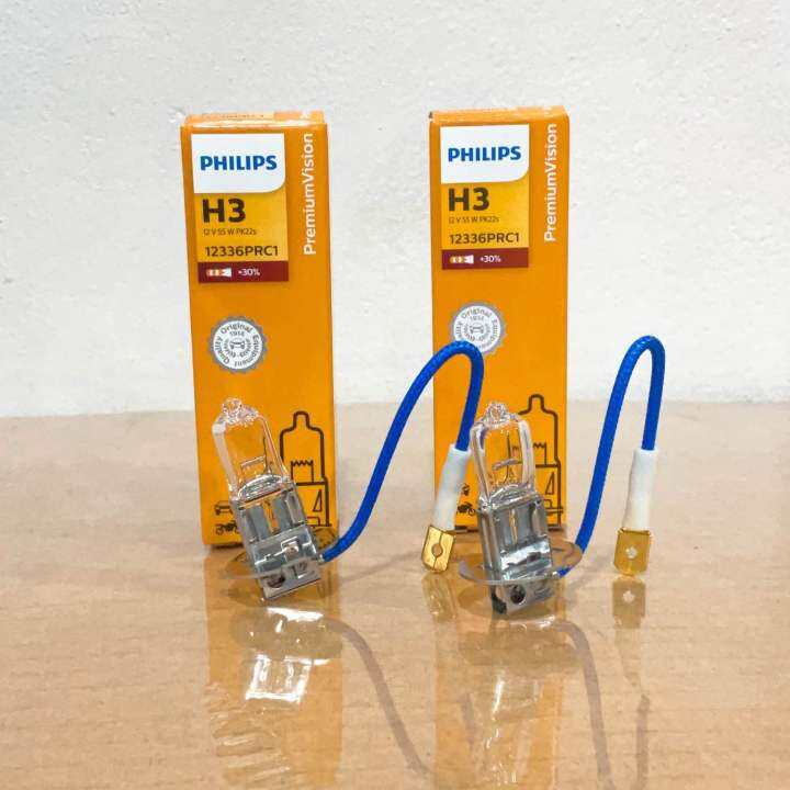 หลอดไฟหน้า-รถยนต์-philips-h3-55w-12v-premium-vision-30-pk22s-12336prc1-ประกัน-2เดือน