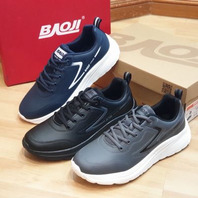 BJM681 Baoji ผ้าใบชาย PU กันน้ำ สีดำ สีกรม สีเทา 41-45