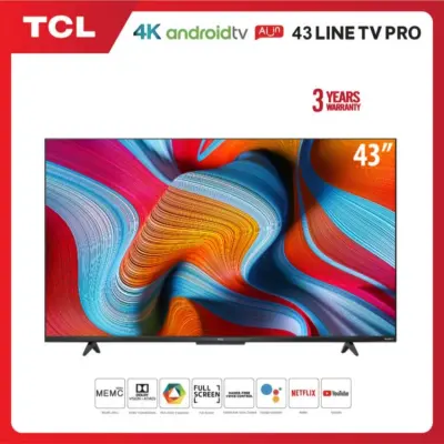 NEW 4K TCL ทีวี 43 นิ้ว LED 4K UHD Android 11 Wifi Smart TV OS (รุ่น 43LINETVPRO) Google Assistant & Netflix & Youtube-2G RAM+16G ROM, Dolby Vision