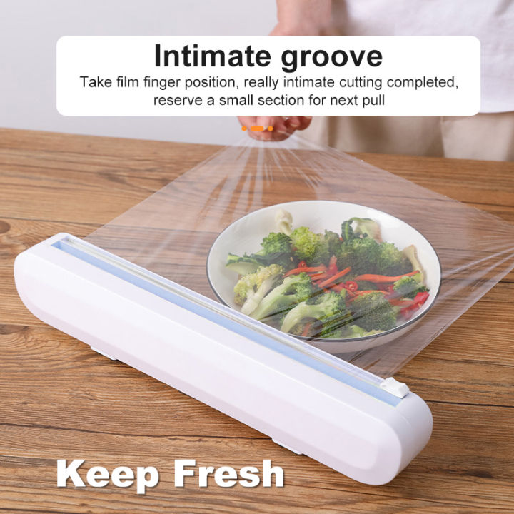 Cling Film Cutter Dispenser, Reusable Food Wrap Cutter, Plastic