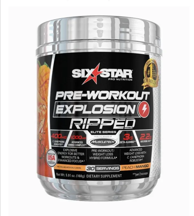 🎈Muscletech Sixstar preworkout Explosion ripped 30, servings(เพิ่มแรง