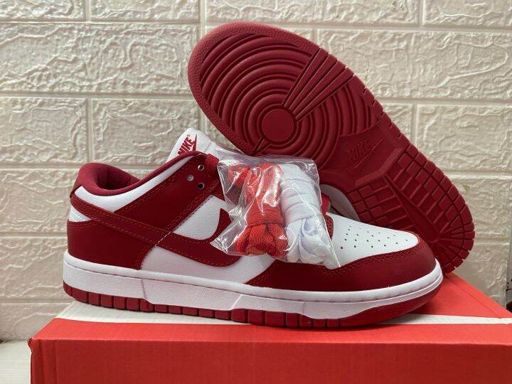 sb dunk low red and white