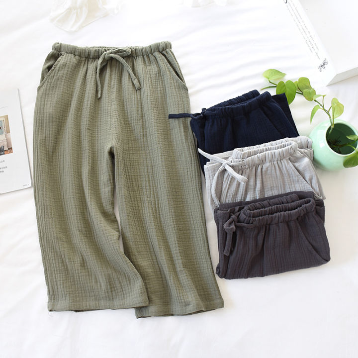 Simple Cool ~ Men's Cotton Straight Capri Pants Home Pajama Pants ...