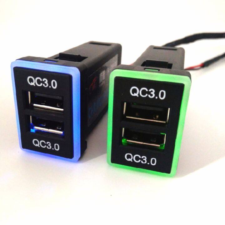 usb-charger-toyota-usb-qc-3-0-ชาร์จภายในรถยนต์-โตโยต้า-ชาร์จแบตมือถือในรถ-2-ช่องเสียบ