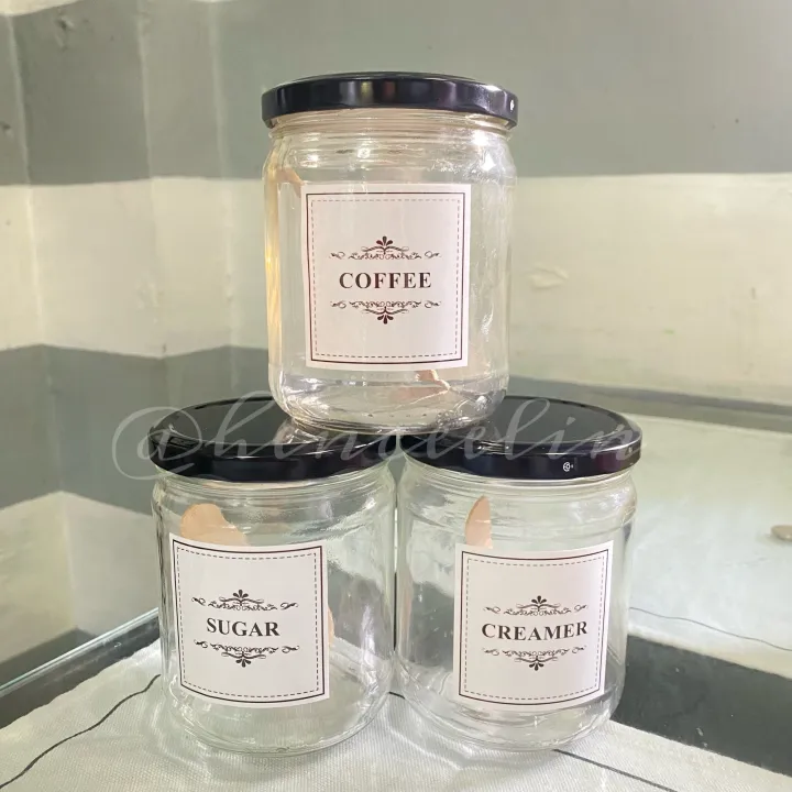 CKS Clear Jar Coffee Creamer Sugar Bottle Container Organizer Glass