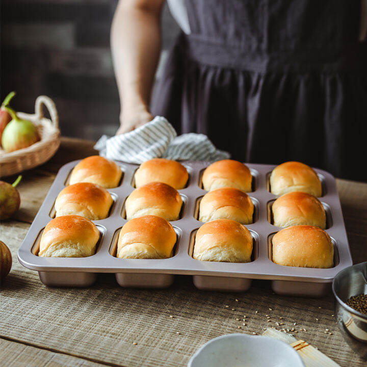 Chefmade Square Paper Cup Cake Toast Bread Mold 12 Even Mini Bread Roll