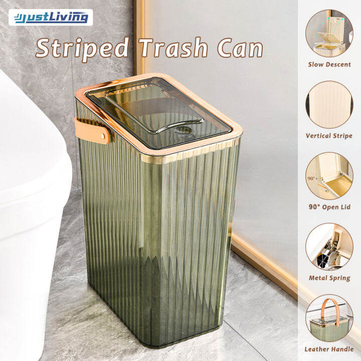 JustLiving 1PC 10/12L Seamless Trash Cans Spacesaving Ashbin With Lid