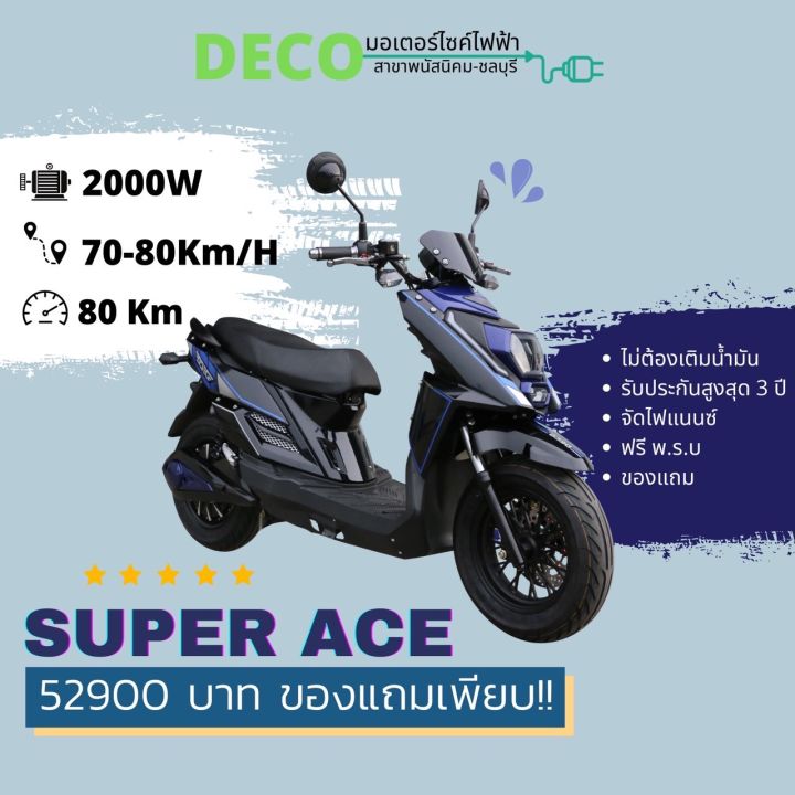 มอเตอร์ไซค์ไฟฟ้า-deco-super-ace-จดทะเบียนได้-รับประกันสูงสุด-3ปี-ฟรีทะเบียน