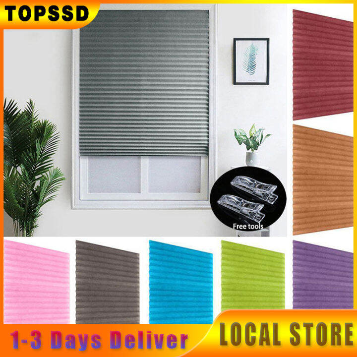 TOPSSD Adhesive Roller Blinds Window Pleated Zebra Blinds And Shades Blind Roller Blackout