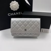 Chayadashop NEW Chanel Wallet on Chain in Silver Glitter Caviar SHW #Microchip