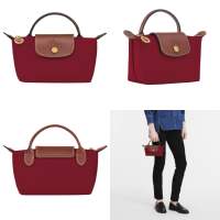 Longchamp pouch with handle สีแดง Rouge แดงฝาน้ำตาล แท้?% รับประกันแท้ shop HK?? Full set สีสวยสีเฮงกระเป๋าที่ฮิตมาแรงมากในตอนนี้ ไม่มีไม่ได้แล้วน้า