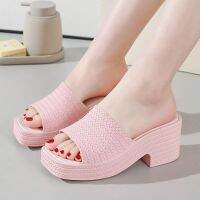 สต๊อกพร้อมส่งในไทย รองเท้าแตะส้นหนา ยางนิ่ม เบา นุ่ม ใส่สบาย สูง6cm size36-40