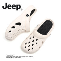 Jeep/jeep รองเท้ามีรูสำหรับผู้ชายรองเท้าแตะเรียบง่ายใส่ไปข้างนอกใส่ช่วงฤดูร้อนสำหรับผู้ชายรองเท้าชายหาดกันลื่นรองเท้าแตะกึ่งแตะสำหรับคู่รักแบบ INS