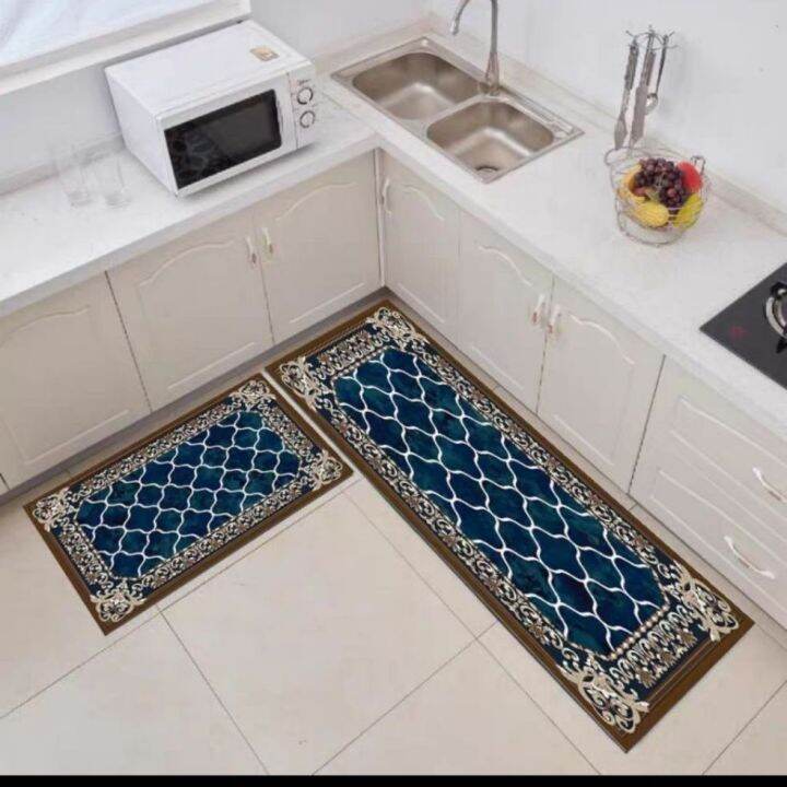 2 pcs set floor kitchen mat carpet velvet 3d / karpet dapur alas kaki s ...