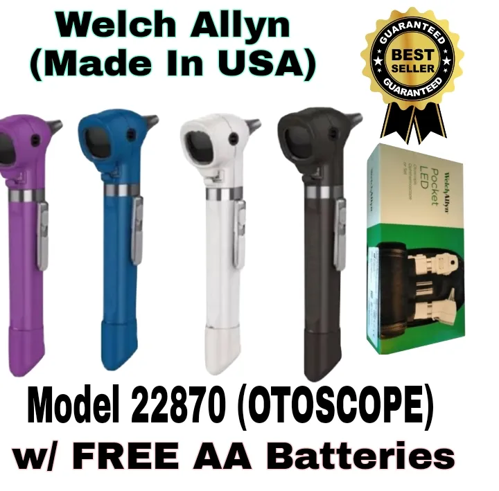 Welch Allyn 22870 Otoscope Led Pocket (w/ Free AA Batteries)Made in USA