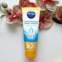 180 ml. ผลิต 01/23 ครีมกันแดด นีเวีย สีน้ำเงิน Nivea Sun Super Protect Daily Moist Body Serum SPF 50 PA+++ นีเวีย ซัน