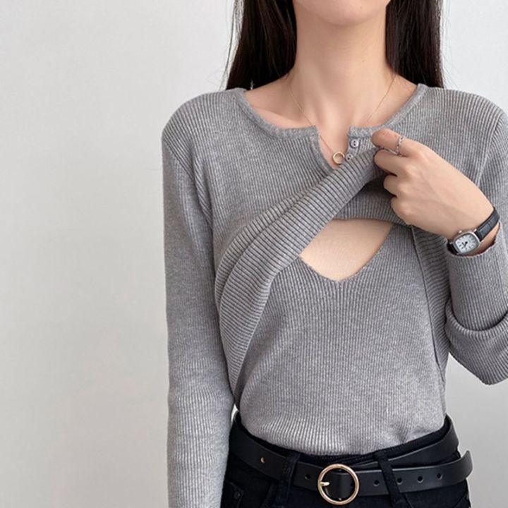 Sexy Clothes for Women's Spring And Autumn V-neck Pullover With