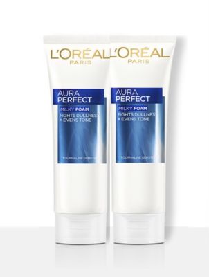 ลอรีอัล ออร่า เพอร์เฟ็คท์ โฟมล้างหน้า 100มล x 2 แพ็ค2 LOREAL Paris Aura Perfect Foam (ผิวดูกระจ่างใส)