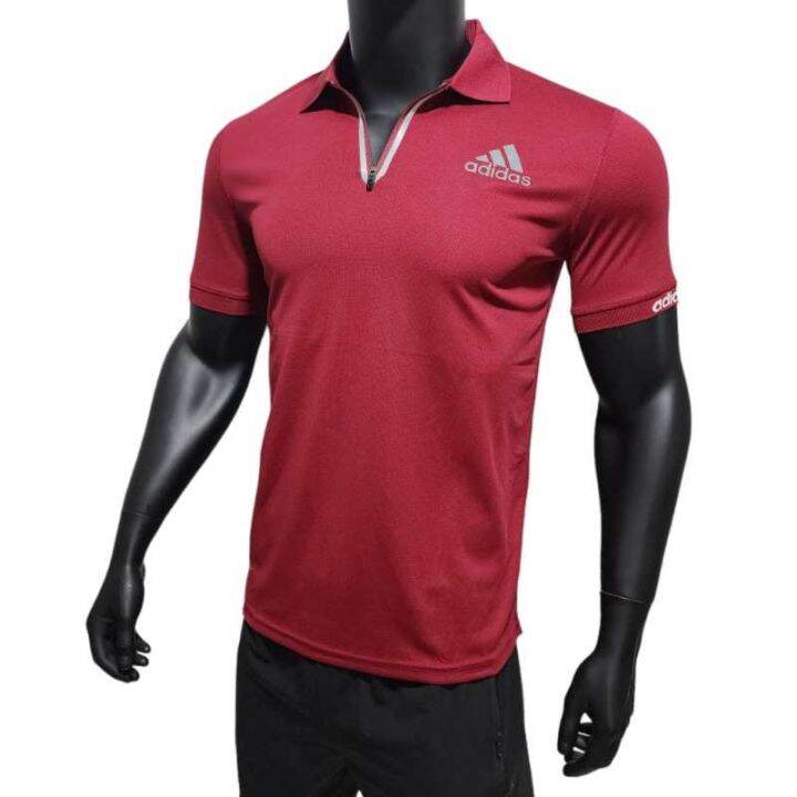 Men’s Adidas Dri Fit Polo Shirt with Zipper for Men Running Jogging Gym